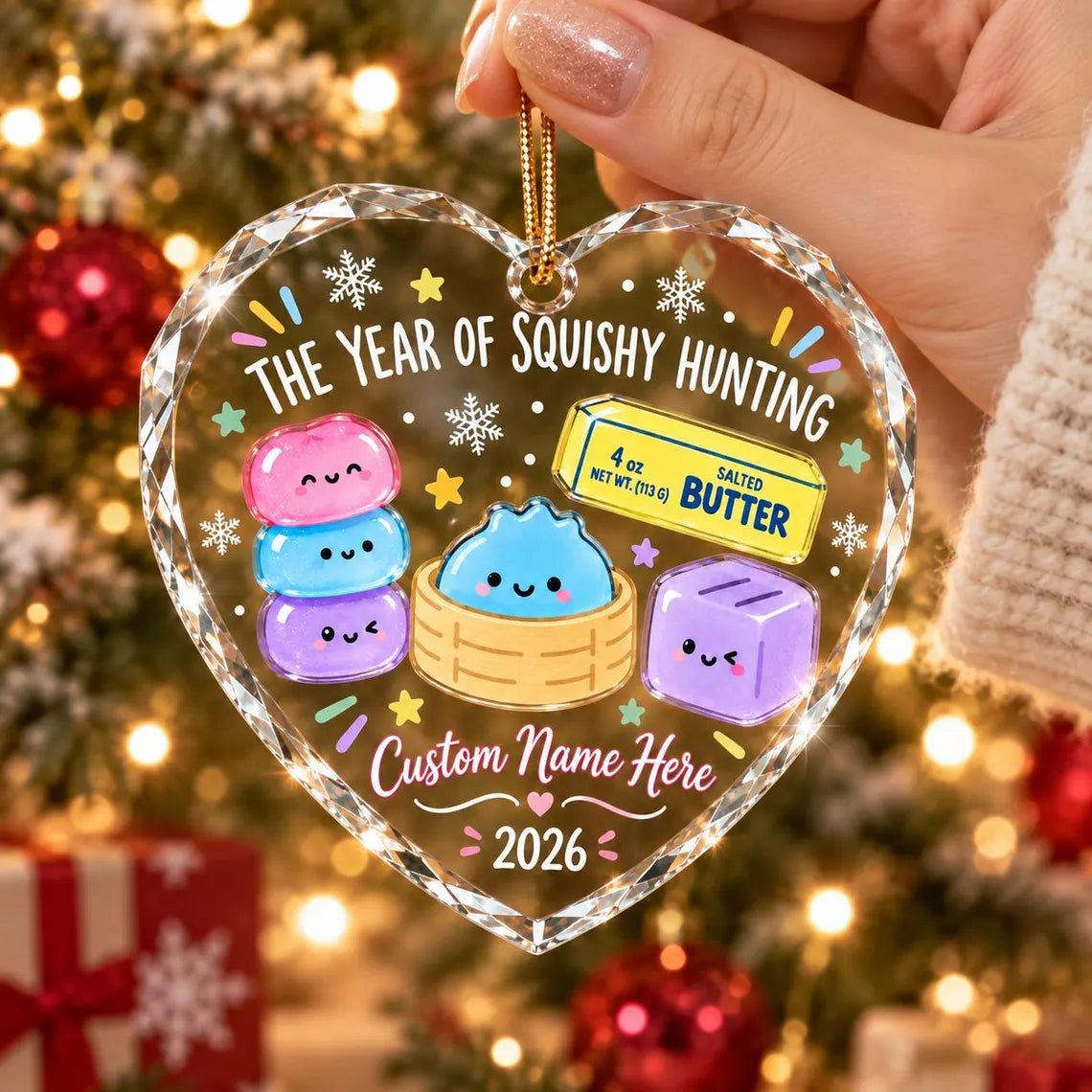 Squishy Hunting 2026 Custom Name Date Heart Glass Christmas Ornament Squishy Collector Keepsake Gift