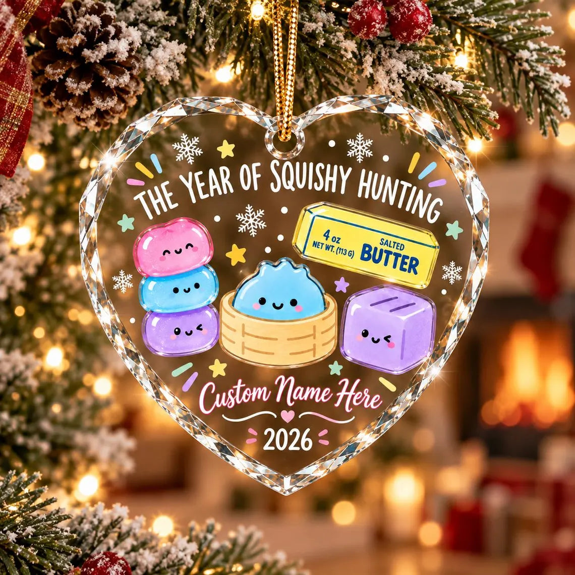 Squishy Hunting 2026 Custom Name Date Heart Glass Christmas Ornament Squishy Collector Keepsake Gift