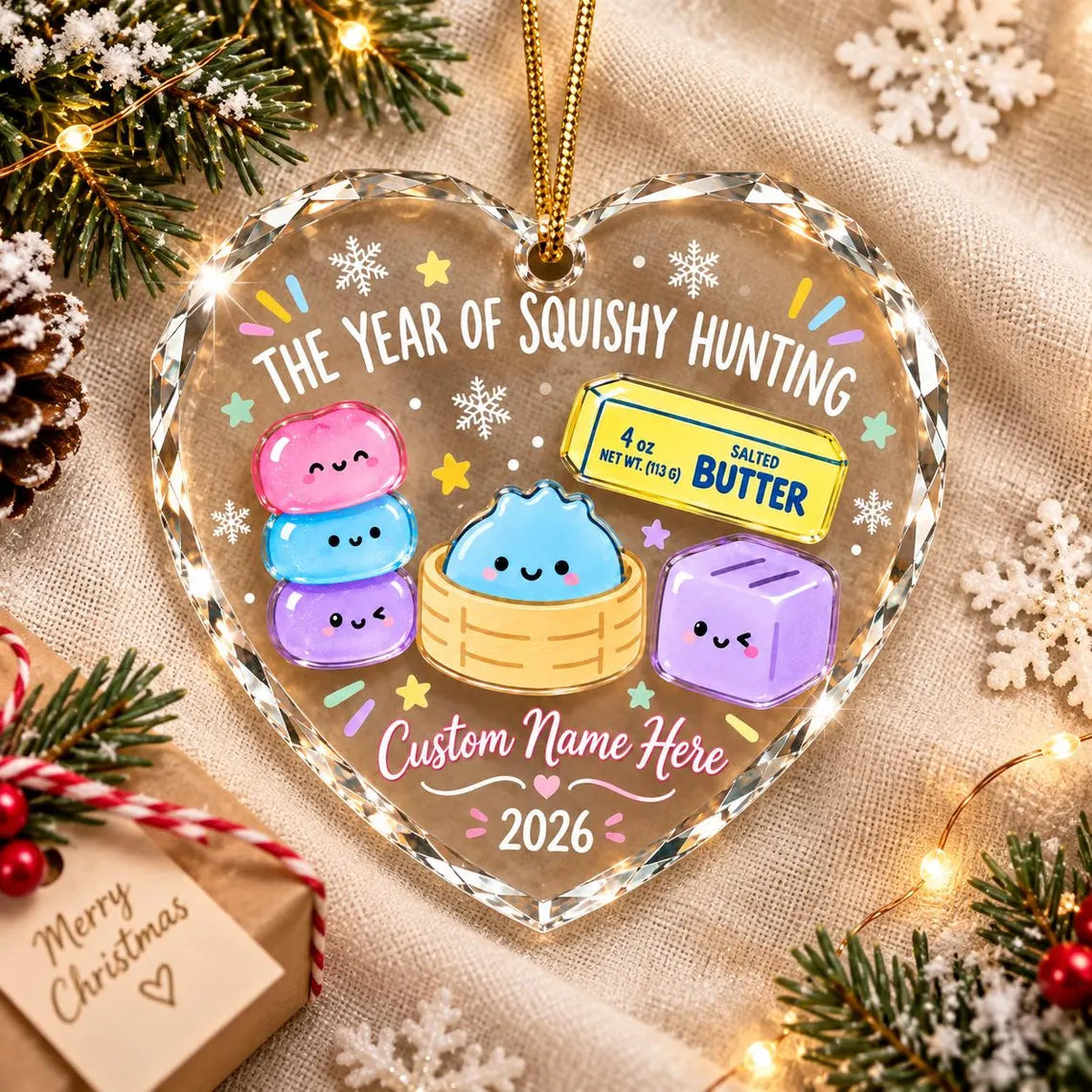 Squishy Hunting 2026 Custom Name Date Heart Glass Christmas Ornament Squishy Collector Keepsake Gift