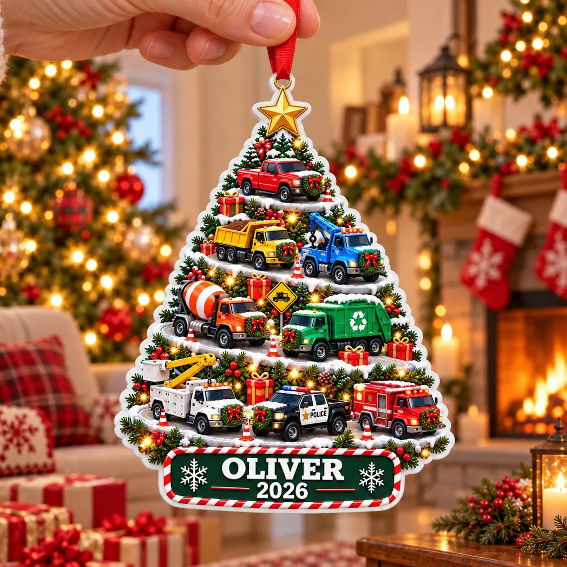 Christmas Vehicle Tree 2026 Custom Name Date Acrylic Christmas Ornament Truck Lover Holiday Gift