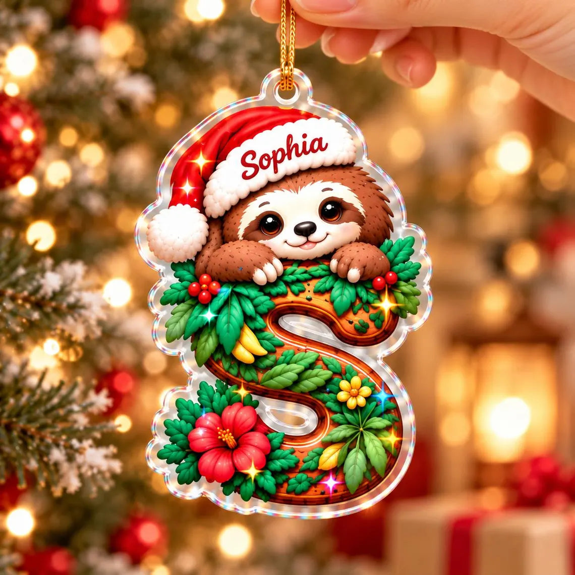Cute Christmas Animal Custom Name Acrylic Christmas Ornament
