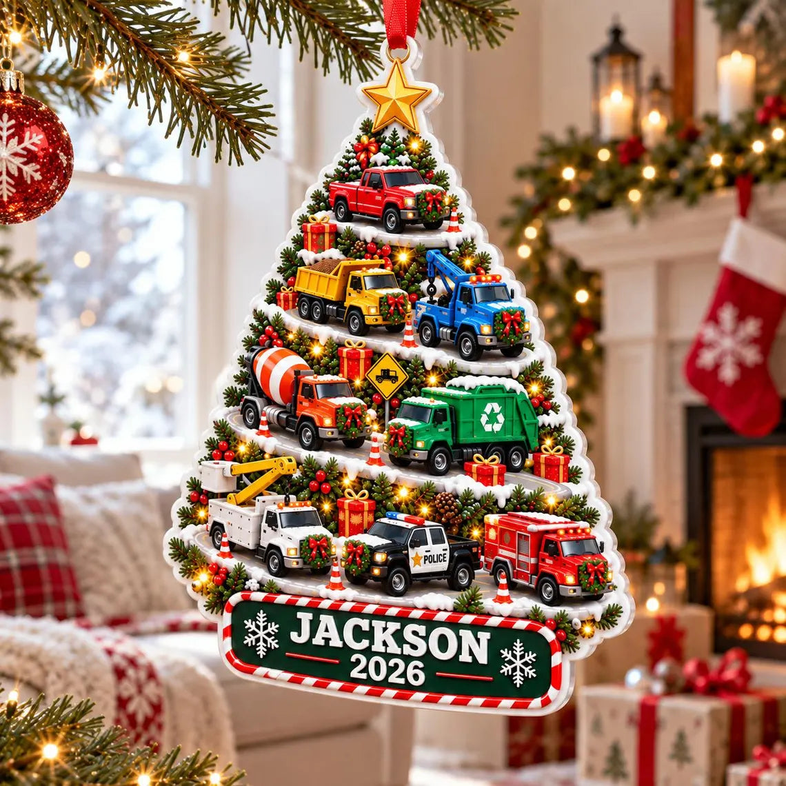 Christmas Vehicle Tree 2026 Custom Name Date Acrylic Christmas Ornament Truck Lover Holiday Gift