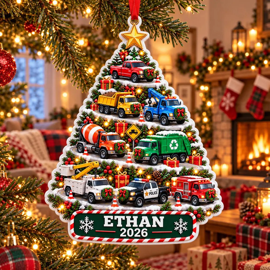 Christmas Vehicle Tree 2026 Custom Name Date Acrylic Christmas Ornament Truck Lover Holiday Gift