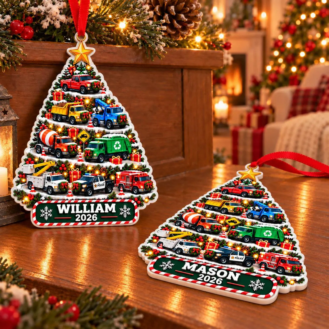 Christmas Vehicle Tree 2026 Custom Name Date Acrylic Christmas Ornament Truck Lover Holiday Gift