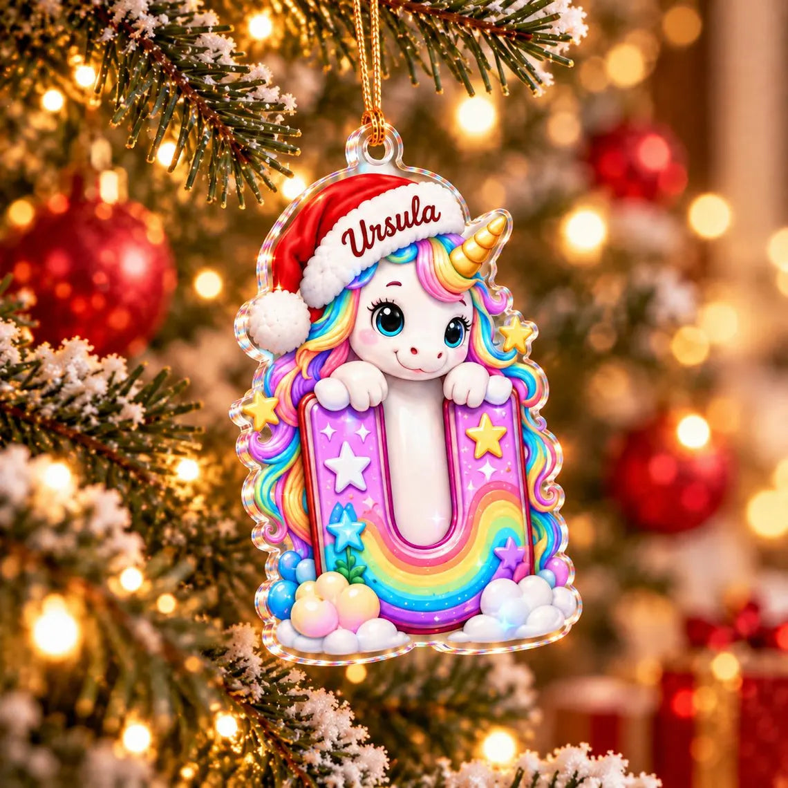 Cute Christmas Animal Custom Name Acrylic Christmas Ornament
