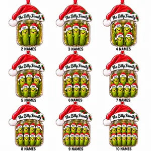 Christmas Pickle Family Custom Names Family Acrylic Christmas Ornament Funny Family