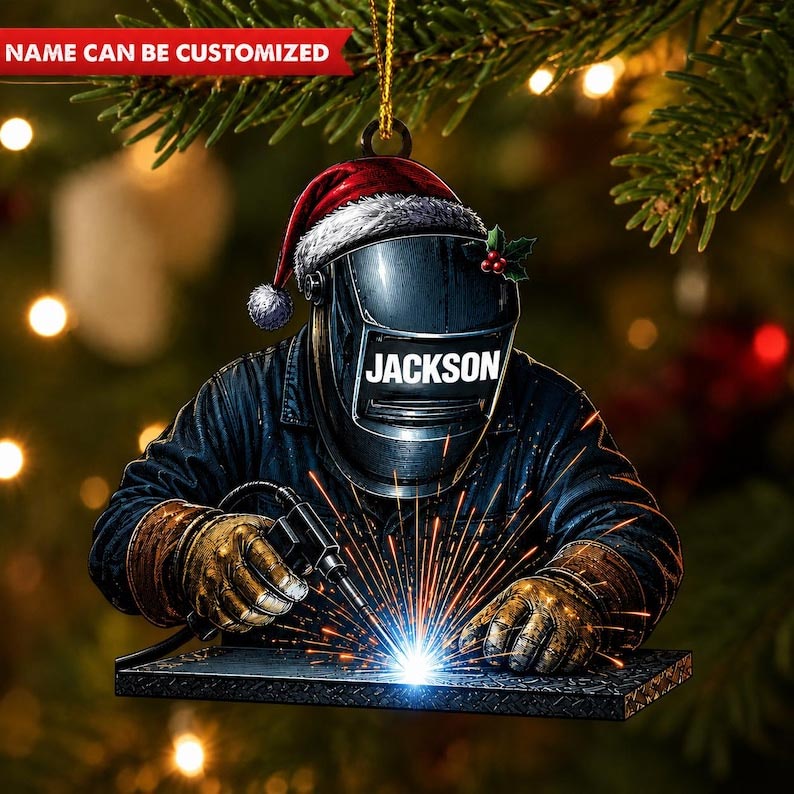 Christmas Welder Custom Name Occupation Acrylic Ornament