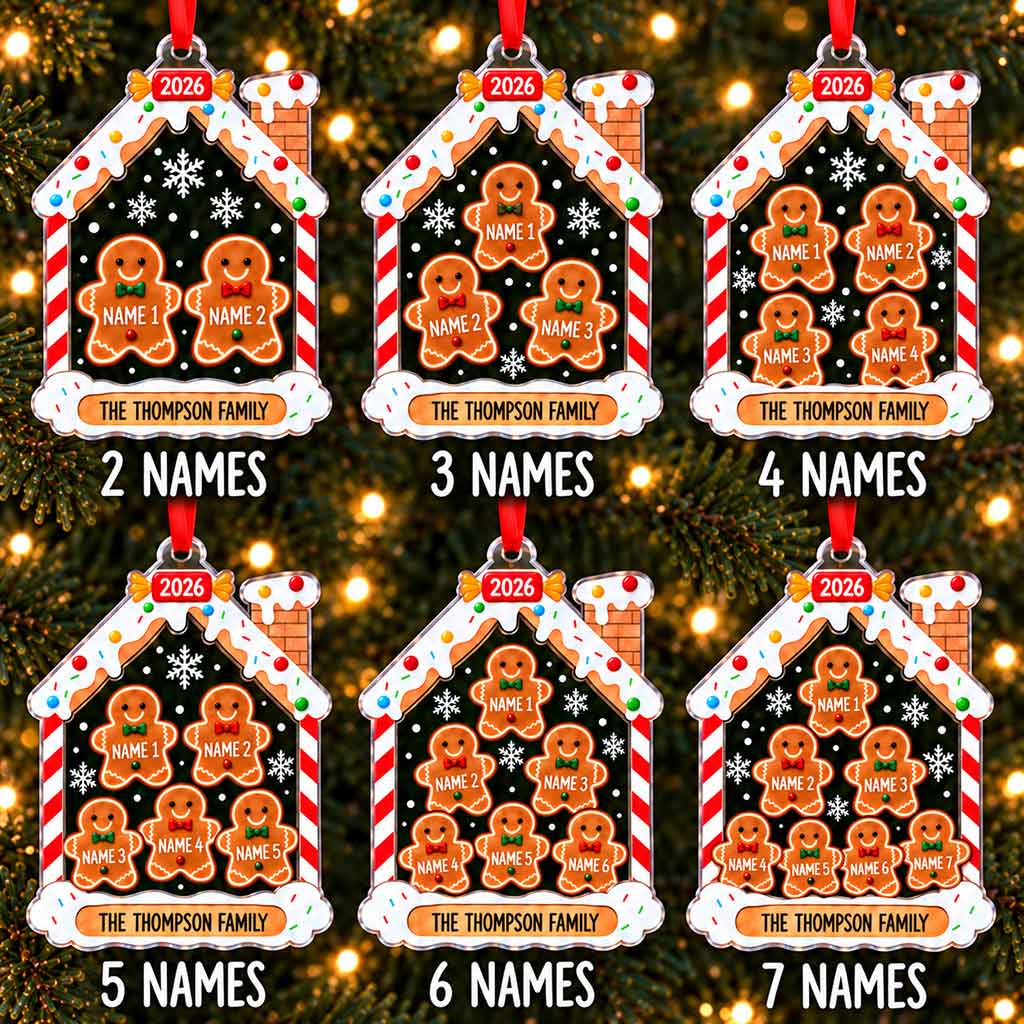 Gingerbread House Family Christmas 2026 Custom Family Name Names Family Keepsake Acrylic Christmas Ornament