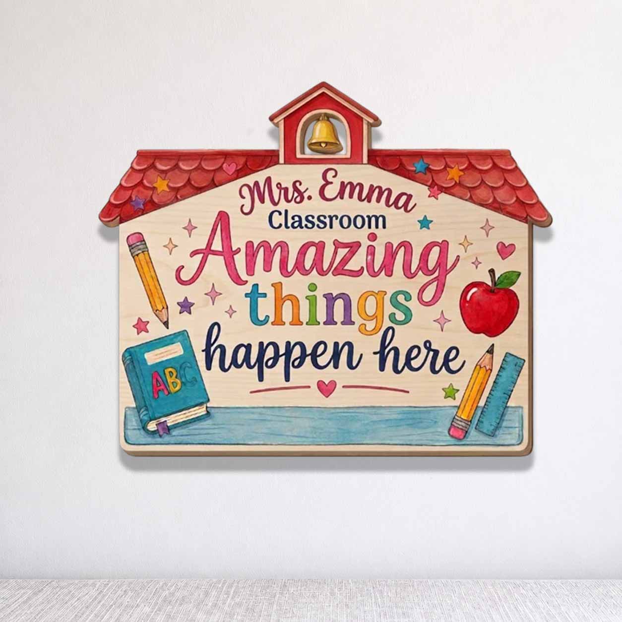 Personalized Teacher Name Wooden Sign Door Hanger Unique Welcome Classroom  Wooden Classroom Decor, Back to School Sign