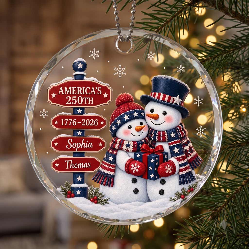 Our First Christmas Snowflake Tree Personalized Couple Custom Names Date Romantic Round Glass Ornament