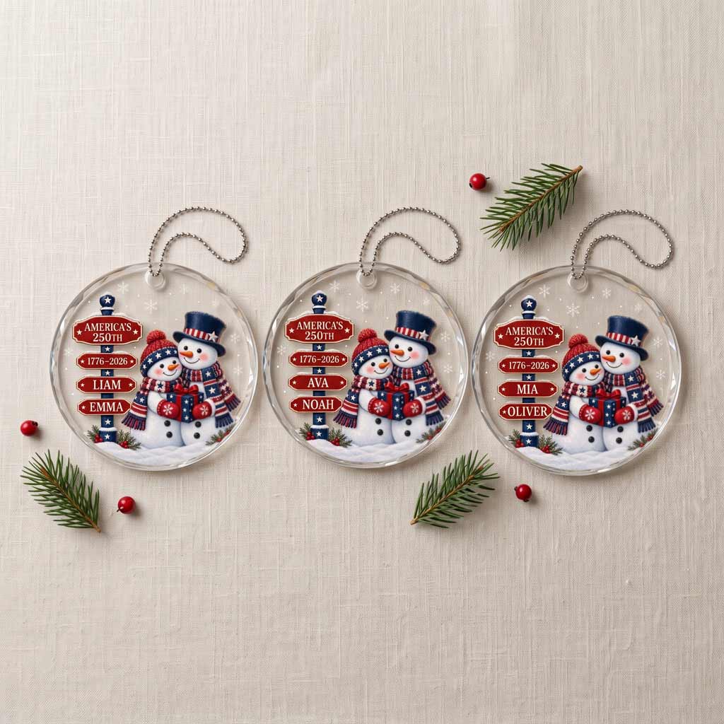 Our First Christmas Snowflake Tree Personalized Couple Custom Names Date Romantic Round Glass Ornament