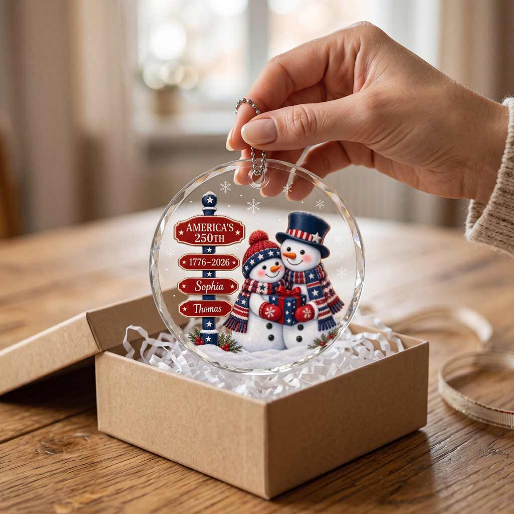 Our First Christmas Snowflake Tree Personalized Couple Custom Names Date Romantic Round Glass Ornament