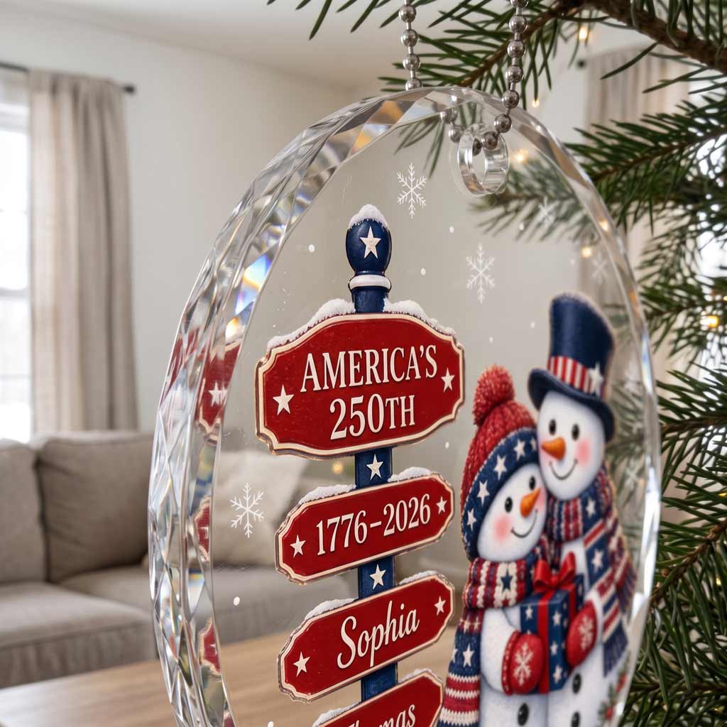 Our First Christmas Snowflake Tree Personalized Couple Custom Names Date Romantic Round Glass Ornament
