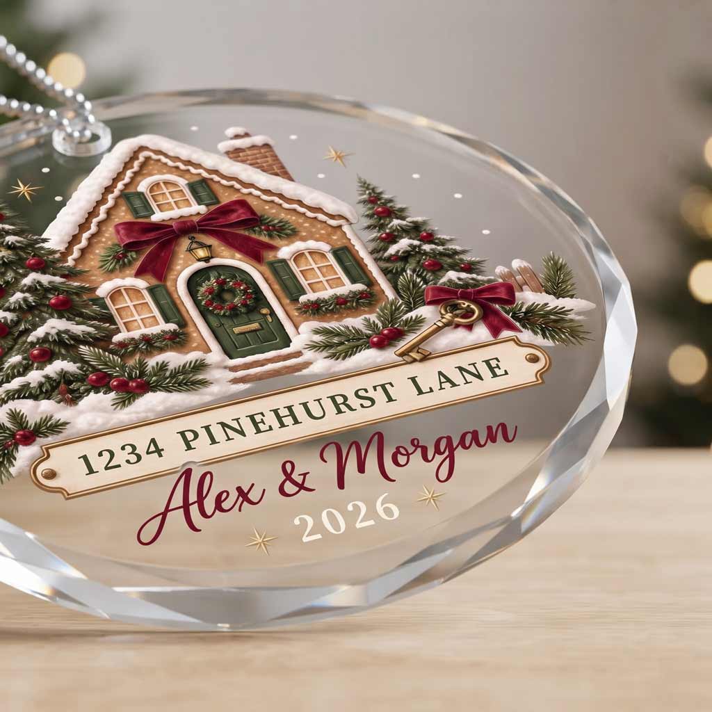 Our First Christmas At Our New Home New Beginning Custom Round Glass Ornament