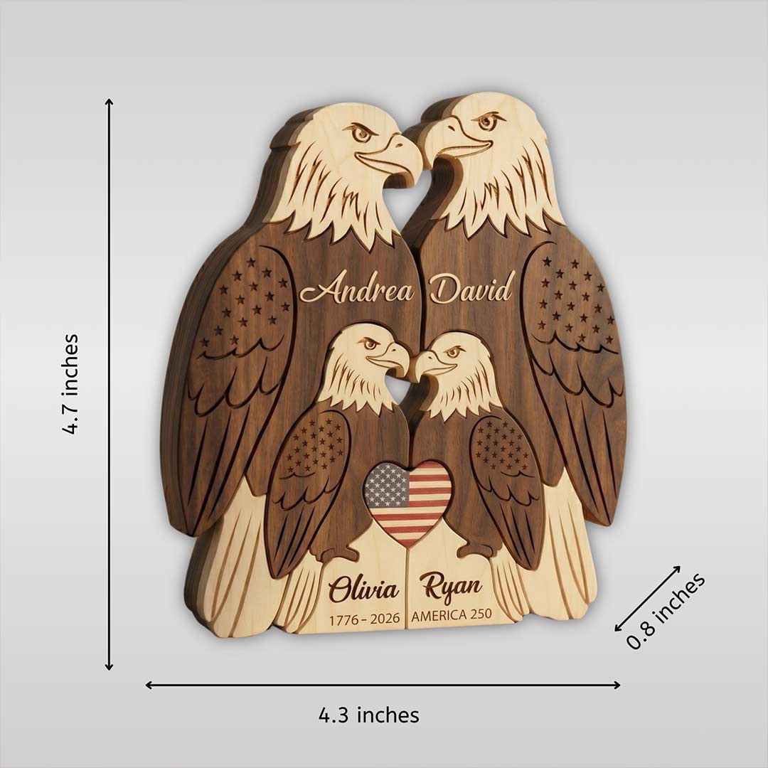Personalized Eagle 4 Pieces Family Edition Custom Wooden Puzzle