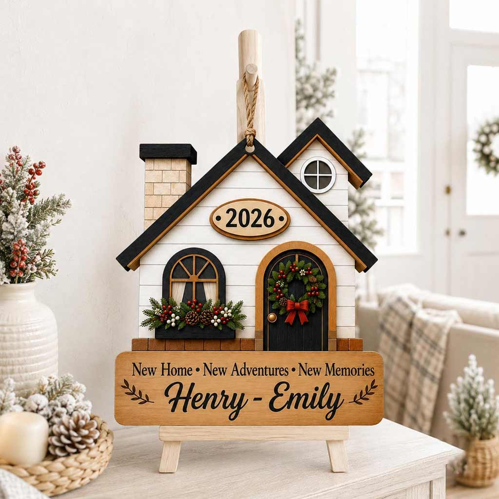 New Home New Adventures New Memories 2026 Custom Name New Home Wooden Christmas Ornament