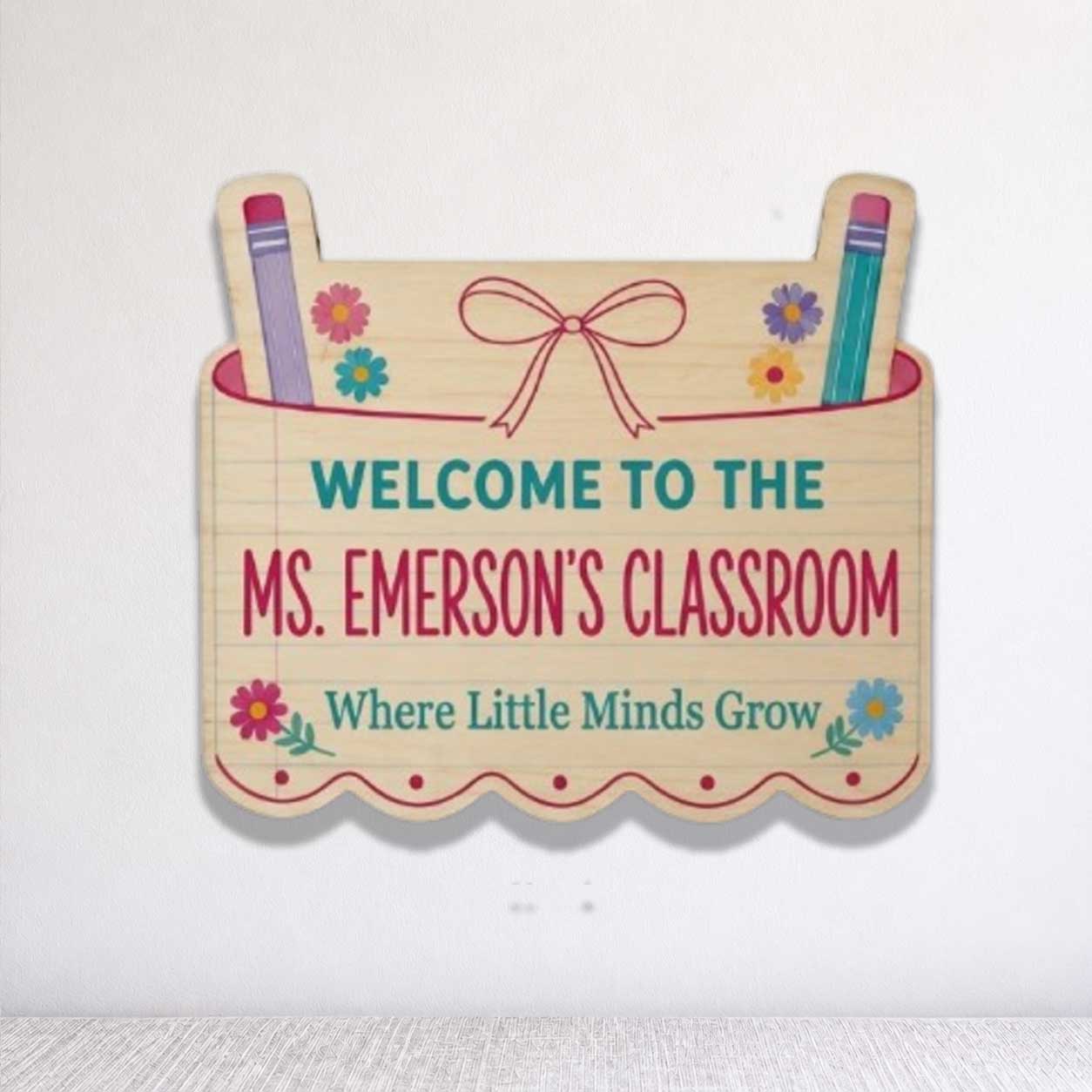 Personalized Teacher Name Wooden Sign Door Hanger Teacher Wooden Classroom Sign Wooden Classroom Decor, Back to School Sign