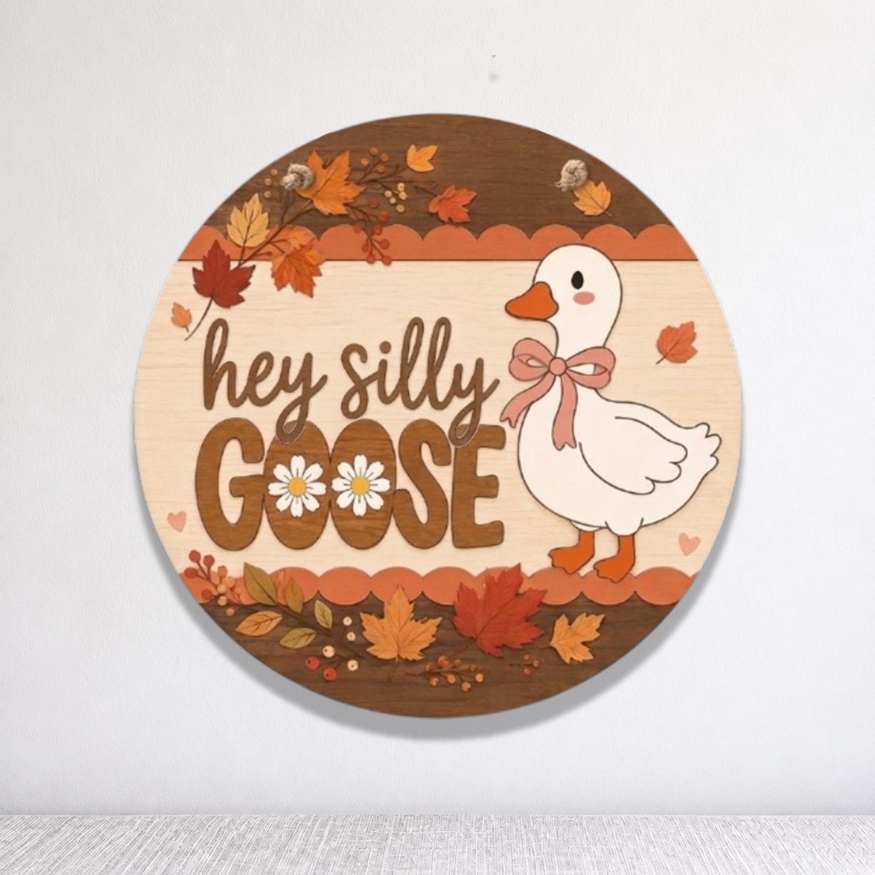 Fall Porch Decor, Helly Silly Goose Wooden Fall Door Hanger,  Front Door Sign, Farmhouse Fall Decor